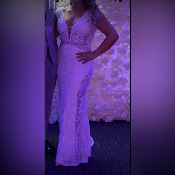 Jovani Dresses Jovani 38 Mint Plunging Neck Embellished Prom Dress